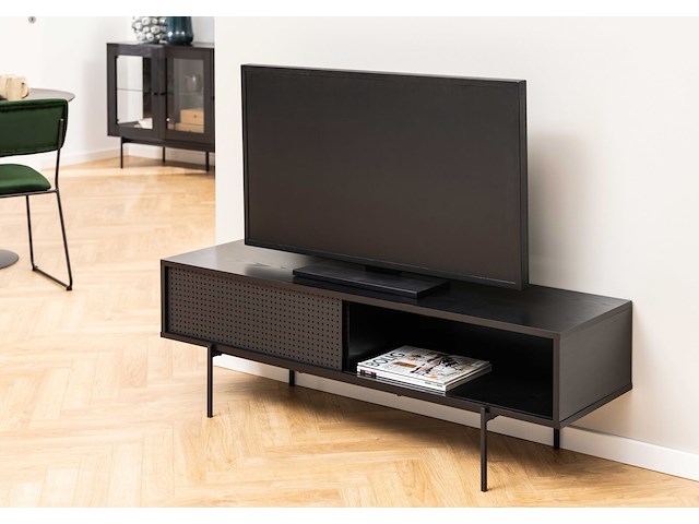 Tv-kast angus 140 cm met schuifdeur - zwart - afbeelding 1 van  7
