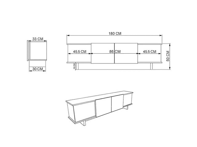 Tv-meubel - beige-walnoot travertine - afbeelding 6 van  7