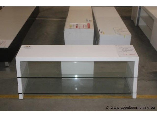 Tv-meubel - lak wit/glas klaar/led light bleu - kleinmeubelen (01) - afbeelding 1 van  1