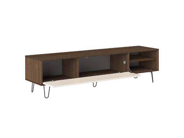 Tv-meubel aelan 1 opklapdeur en 2 open vakken-notenhout/licht beige - afbeelding 4 van  6