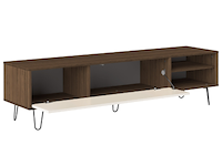 Tv-meubel aelan 1 opklapdeur en 2 open vakken-notenhout/licht beige - afbeelding 4 van  6
