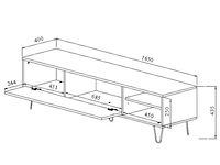 Tv-meubel aelan 1 opklapdeur en 2 open vakken-notenhout/licht beige - afbeelding 6 van  6