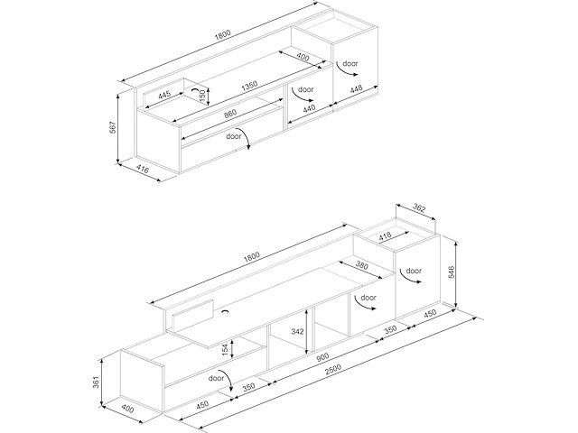 Tv-meubel boost 180cm - grijs - afbeelding 3 van  3