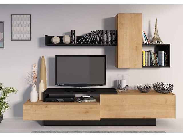 Tv-meubel cosmit 240cm - eik/antraciet - afbeelding 1 van  8