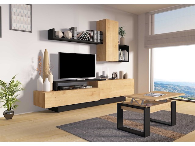 Tv-meubel cosmit 240cm - eik/antraciet - afbeelding 4 van  8