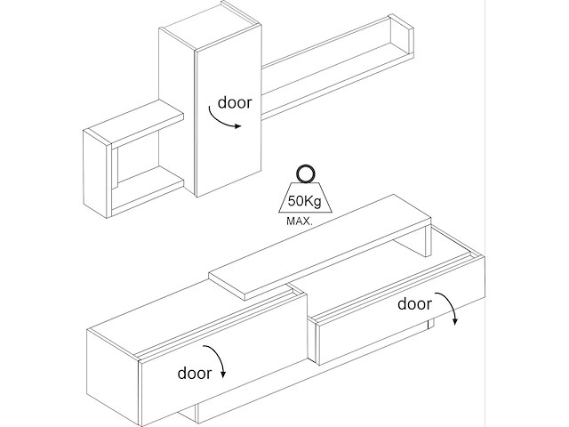 Tv-meubel cosmit 240cm - eik/antraciet - afbeelding 5 van  8