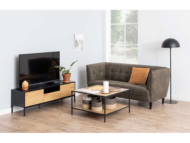 Tv-meubel dover 140cm 2 deuren 1 lade - zwart/wilde eik - afbeelding 1 van  8