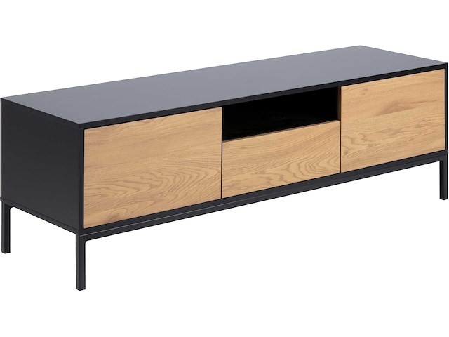 Tv-meubel dover 140cm 2 deuren 1 lade - zwart/wilde eik - afbeelding 2 van  8