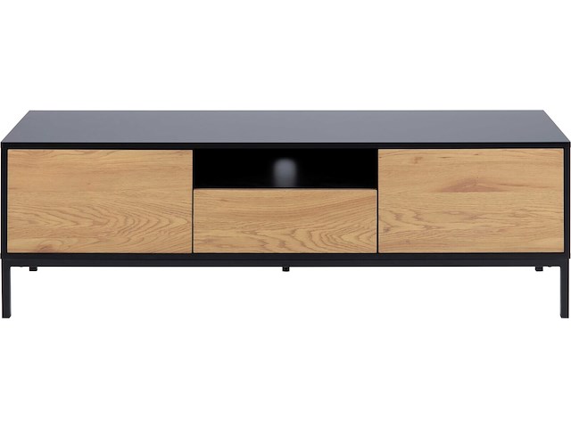 Tv-meubel dover 140cm 2 deuren 1 lade - zwart/wilde eik - afbeelding 4 van  8