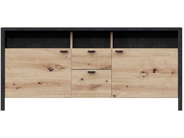 Tv-meubel in-loft 164cm - oude eik/zwart - afbeelding 2 van  4