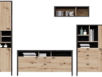 Tv-meubel in-loft 164cm - oude eik/zwart - afbeelding 3 van  4