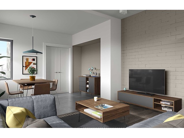 Tv-meubel jiro 165cm - walnoot/antraciet - afbeelding 10 van  10