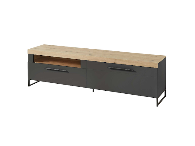 Tv-meubel lorna 1 lade & 1 opklapdeur - antraciet/eik - afbeelding 2 van  4