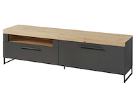 Tv-meubel lorna 1 lade & 1 opklapdeur - antraciet/eik - afbeelding 2 van  4