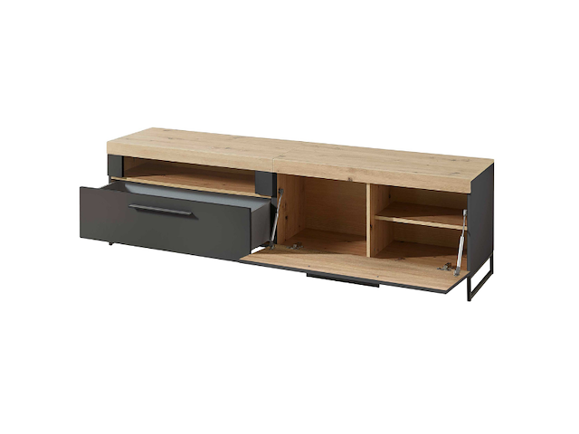 Tv-meubel lorna 1 lade & 1 opklapdeur - antraciet/eik - afbeelding 3 van  4
