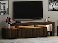 Tv-meubel met led-verlichting in melamine en pvc, walnootafwerking forme