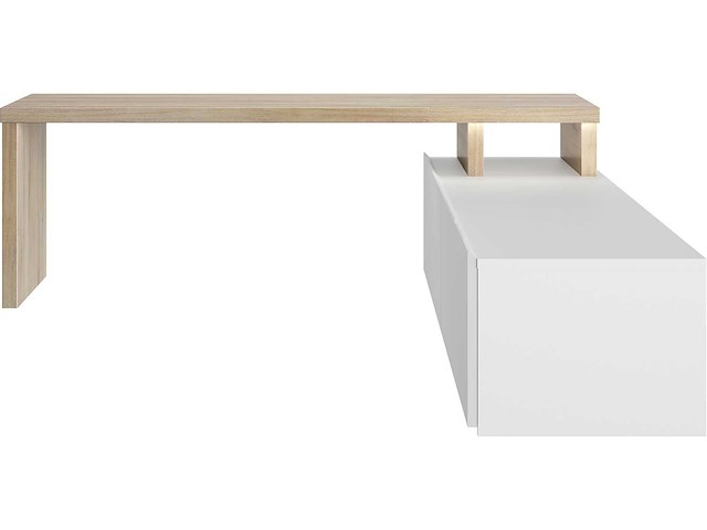 Tv-meubel mikao hoek - eik decor/wit - afbeelding 5 van  7