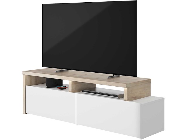 Tv-meubel mikao hoek - eik decor/wit - afbeelding 6 van  7