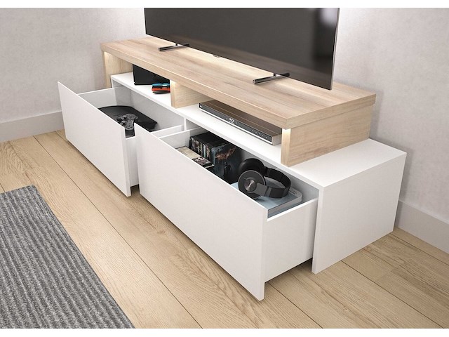 Tv-meubel mikao hoek - eik decor/wit - afbeelding 7 van  7
