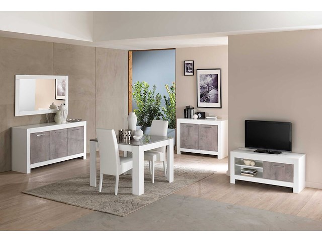 Tv-meubel modena 112 cm - wit/beton - afbeelding 1 van  1