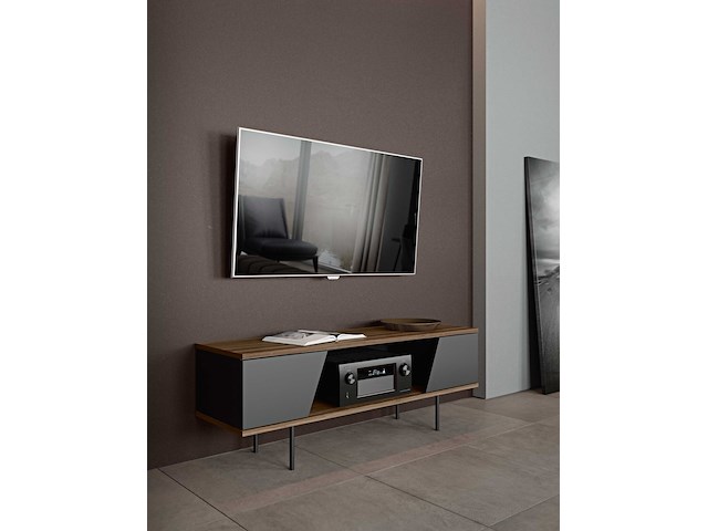 Tv-meubel pixie 140cm - walnoot/zwart - afbeelding 5 van  8