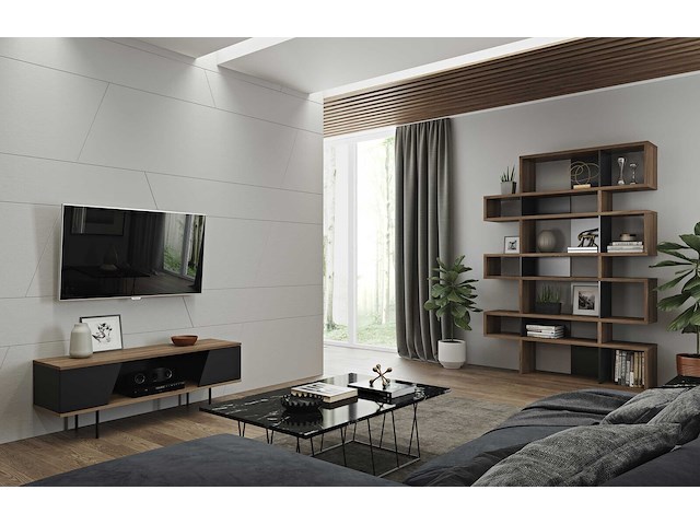 Tv-meubel pixie 140cm - walnoot/zwart - afbeelding 6 van  8