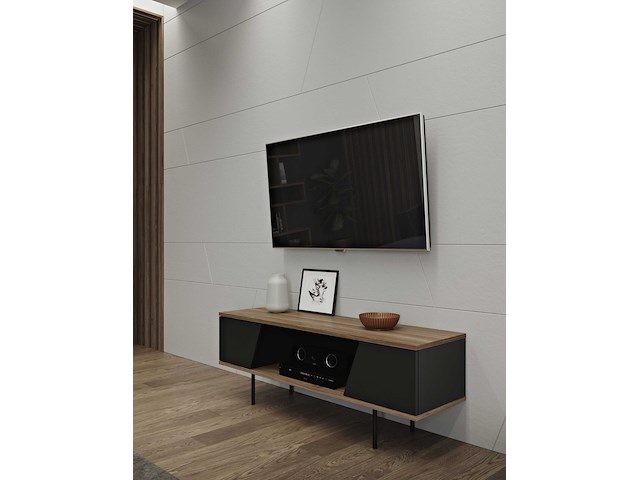 Tv-meubel pixie 140cm - walnoot/zwart - afbeelding 7 van  8