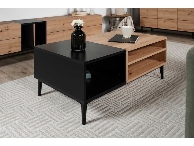 Tv-meubel ted 195cm 3 deuren - eik/zwart - afbeelding 1 van  7
