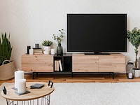 Tv-meubel ted 195cm 3 deuren - eik/zwart - afbeelding 2 van  7