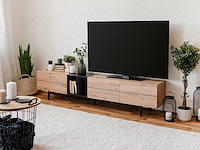Tv-meubel ted 195cm 3 deuren - eik/zwart - afbeelding 4 van  7