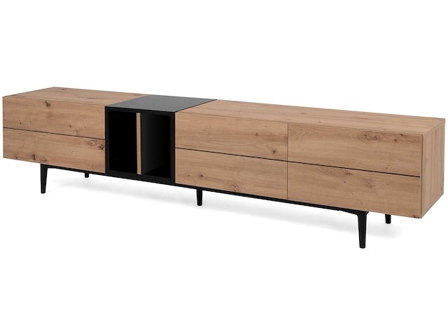 Tv-meubel ted 195cm 3 deuren - eik/zwart - afbeelding 5 van  7