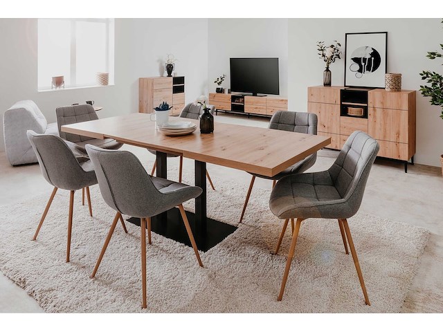 Tv-meubel ted 195cm 3 deuren - eik/zwart - afbeelding 7 van  7
