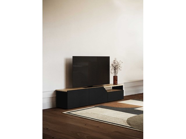Tv-meubel verabelle-zwart/lichte eik - afbeelding 1 van  6