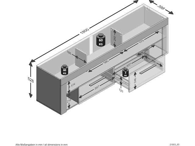 Tv-meubel vidi 180 cm - beton/wit - afbeelding 5 van  5