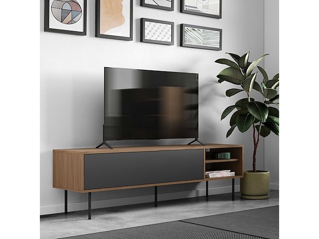 Tv-meubel watt 165cm - walnoot/grijs - afbeelding 2 van  7