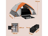 Tweepersoons koepeltent - oranje/grijs - afbeelding 3 van  5