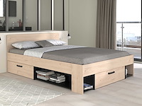 Tweepersoonsbed achiel - 140x200cm - met opbergruimte - eikdecor/zwart - afbeelding 1 van  7