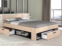 Tweepersoonsbed achiel - 140x200cm - met opbergruimte - eikdecor/zwart - afbeelding 4 van  7