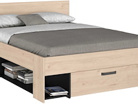 Tweepersoonsbed achiel - 140x200cm - met opbergruimte - eikdecor/zwart - afbeelding 5 van  7