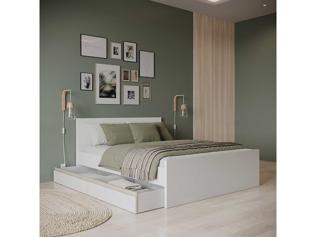 Tweepersoonsbed clyde - 160x200cm - wit - afbeelding 3 van  8