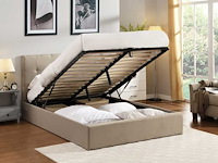 Tweepersoonsbed corbi met opbergruimte 140x200 - zand - afbeelding 2 van  4