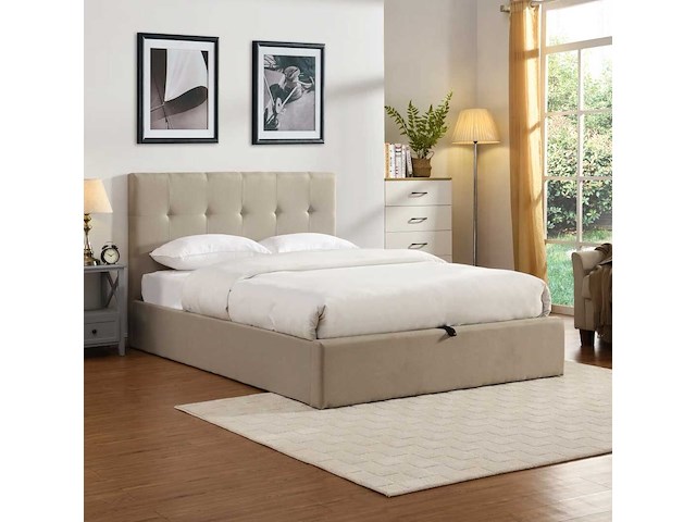 Tweepersoonsbed corbi met opbergruimte 180x200 - zand - afbeelding 1 van  4