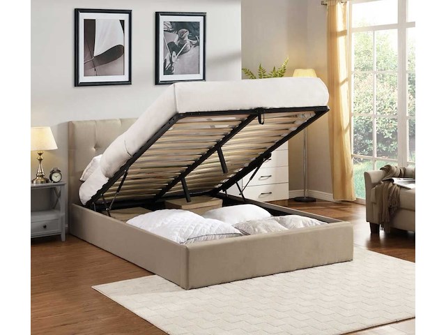 Tweepersoonsbed corbi met opbergruimte 180x200 - zand - afbeelding 2 van  4