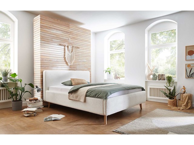 Tweepersoonsbed dalila 160x200cm teddystof - wit - afbeelding 1 van  6