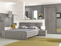 Tweepersoonsbed hayden met lade 140x200 - lichtgrijze eik - afbeelding 1 van  4