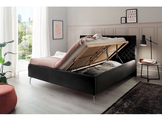 Tweepersoonsbed janice met opbergruimte 180x200cm - zwart - afbeelding 2 van  5