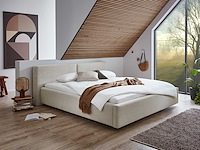 Tweepersoonsbed kubrik 180 x 200 cm ribfluweel - beige