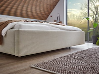 Tweepersoonsbed kubrik 180 x 200 cm ribfluweel - beige - afbeelding 2 van  7