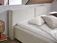 Tweepersoonsbed kubrik 180 x 200 cm ribfluweel - beige - afbeelding 3 van  7