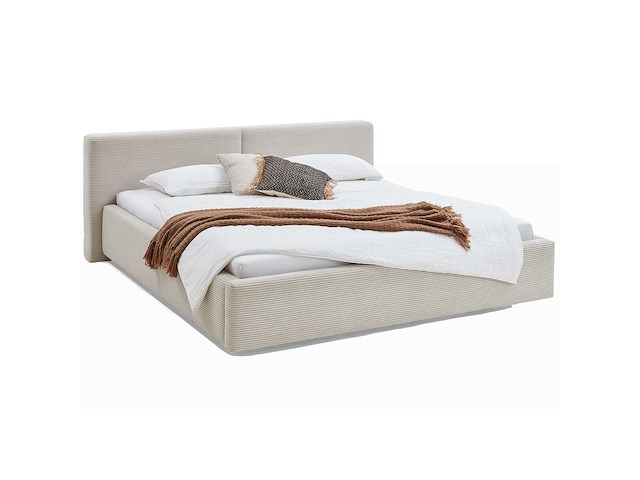 Tweepersoonsbed kubrik 180 x 200 cm ribfluweel - beige - afbeelding 6 van  7